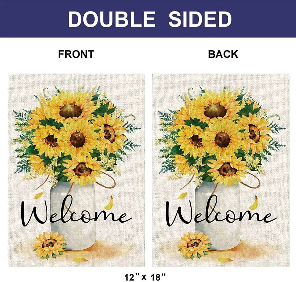 Beautiful Sunflowers Welcome Garden Flag Double Sided 12" x 18" NEW! Home & Garden:Yard, Garden & Outdoor Living:Décor:Flags Cozy Home Treasures